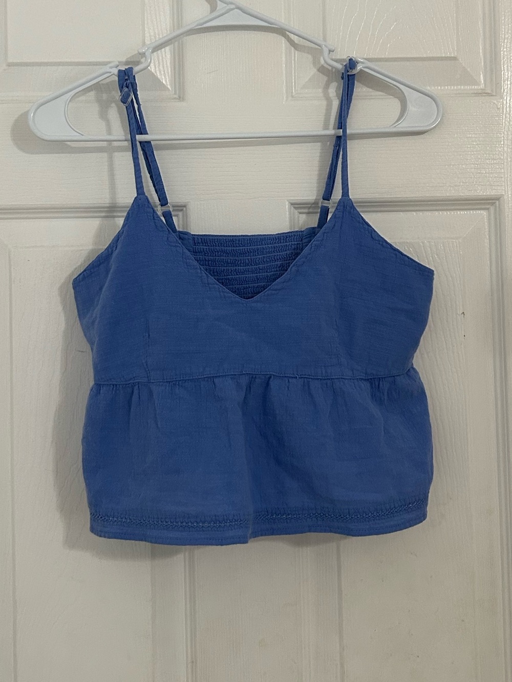 Blanco by Nature Blue Peplum V-Neck Spaghetti-Strap Camisole Sz L cotton